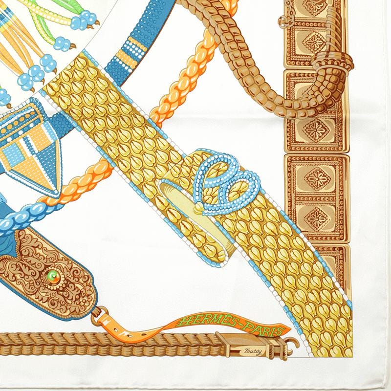 Hermes Scarf "Ceintures et Liens" by Laurence Bourthoumieux 90cm Silk | Carre Foulard