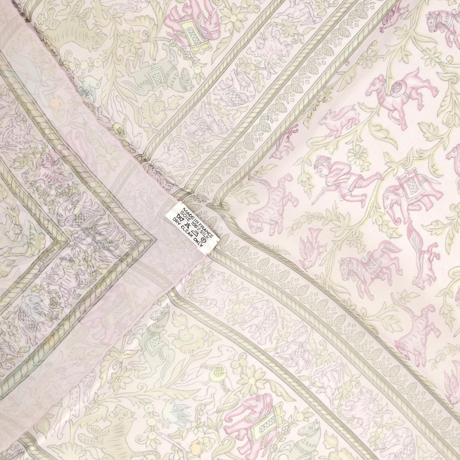 Hermes Scarf Mousseline "Chasse en Inde" by Michel Duchene 90cm Silk | Carre Foulard Chiffon