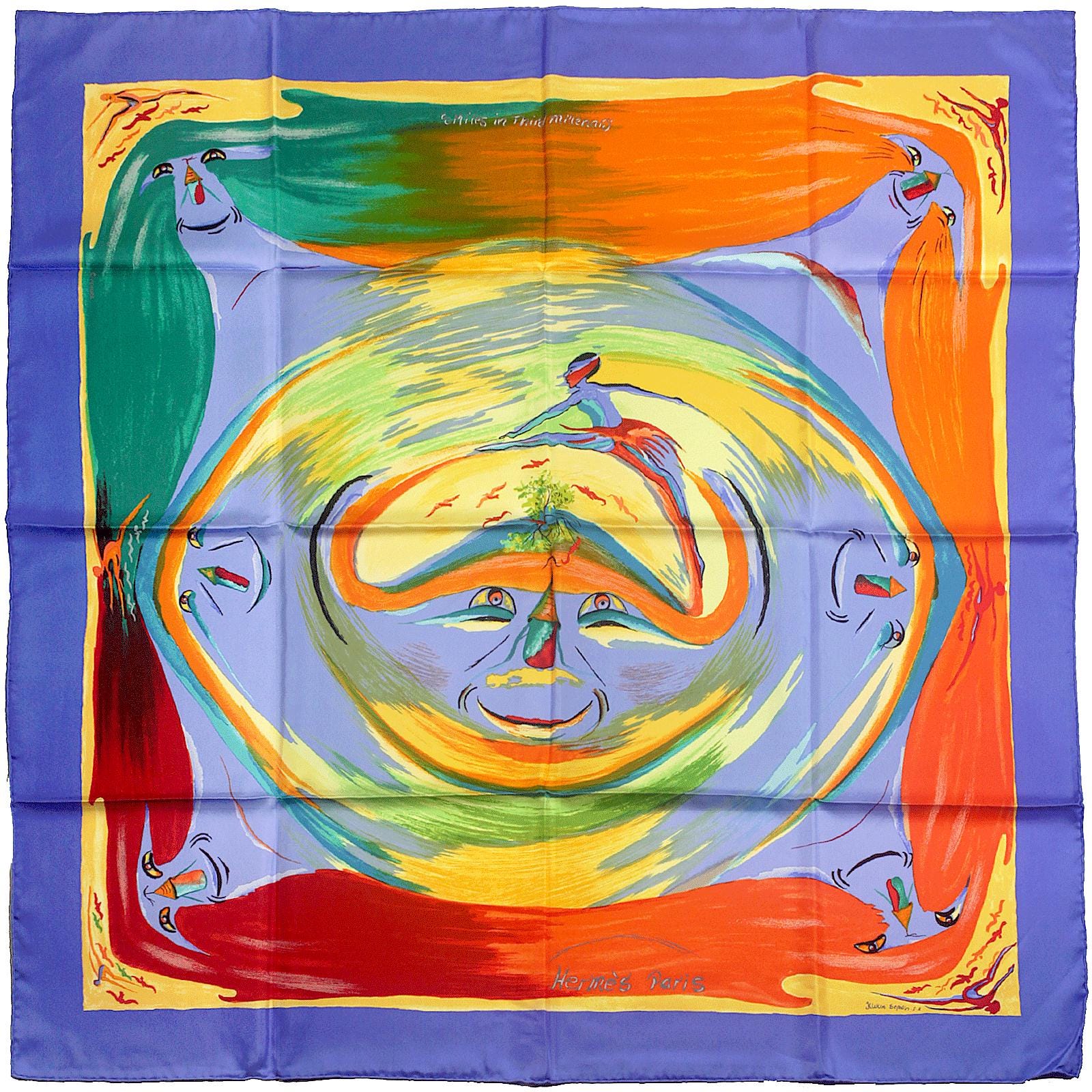 Hermes Scarf "Smiles in Third Millenary" by Sefedin Kwumi 90cm Silk | Carre Foulard