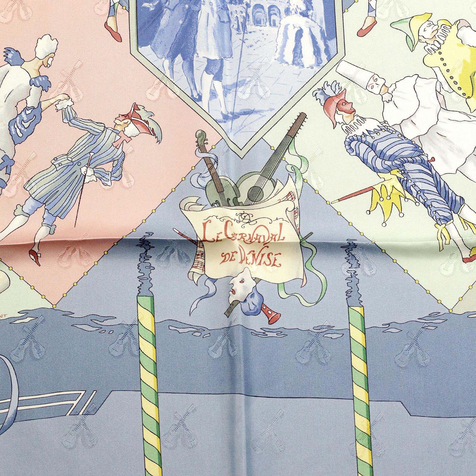 Hermes Scarf Jacquard "Le Carnaval de Venise" by Hubert de Watrigant 90cm Silk | Carre Foulard