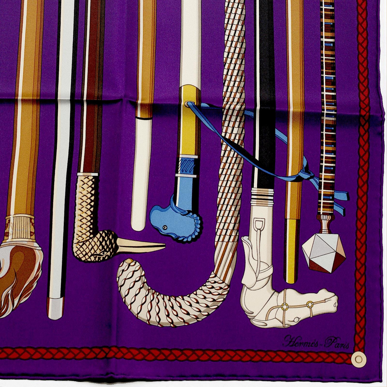 Hermès 紫 シルク スカーフ　カレ90 Les Cannes Hermes Scarf 