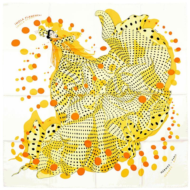 Hermes Scarf "Hola Flamenca" by Dimitri Rybaltchenko 90cm Silk | Carre Foulard