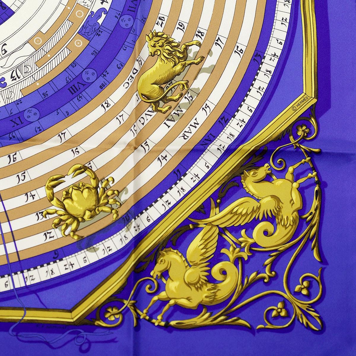 Hermes Scarf "Astrologie" by Françoise Façonnet Vintage 90cm Silk | Carre Foulard