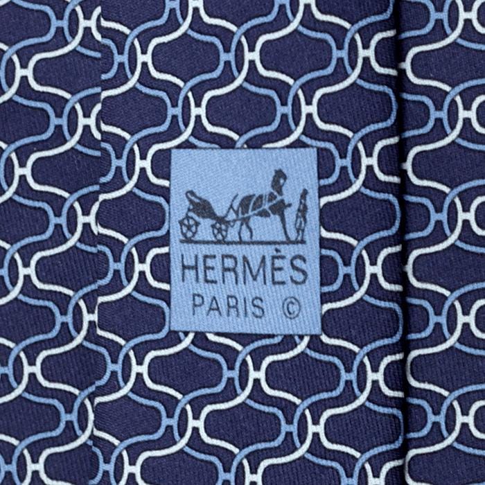 Hermes Men's Silk Tie Geometric H Helix Pattern 5062