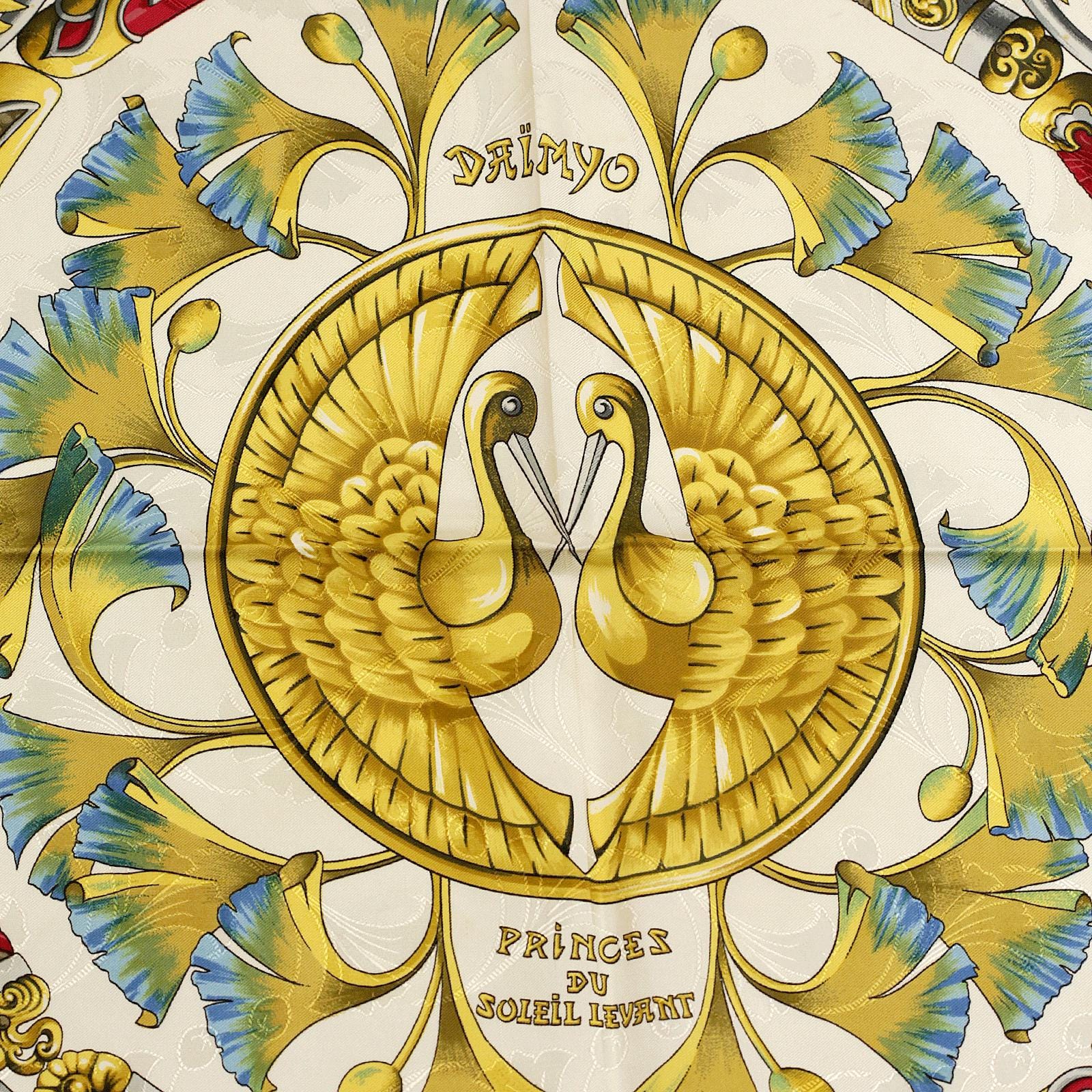 Hermes Scarf "Daimyo Princes de Soleil Levant" by Francoise Heron 90cm Silk Jacquard | Carre Foulard