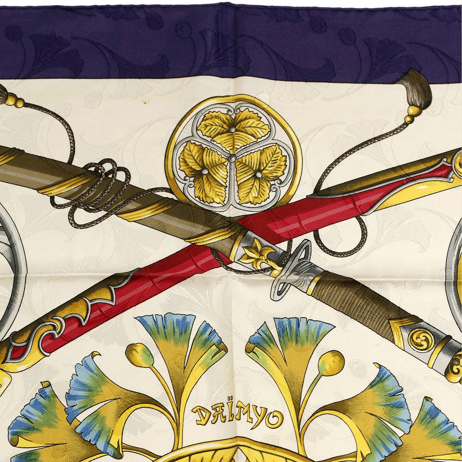 Hermes Scarf "Daimyo Princes de Soleil Levant" by Francoise Heron 90cm Silk Jacquard | Carre Foulard