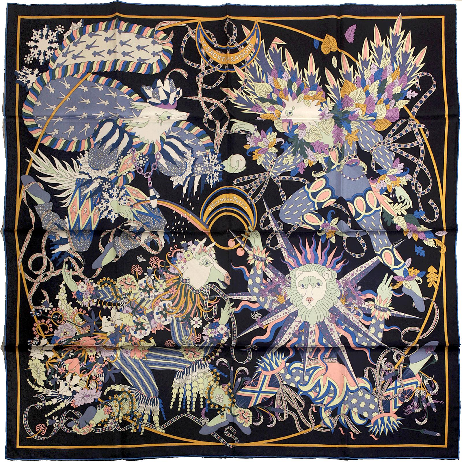Hermes Scarf "Le Sacre des Saisons" by Pierre Marie 90cm Silk | Carre Foulard