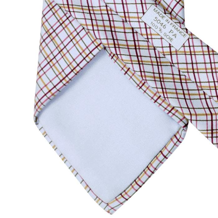 Hermes Men's Silk Tie Geometric Plaid Pattern 5046 | Necktie Cravate