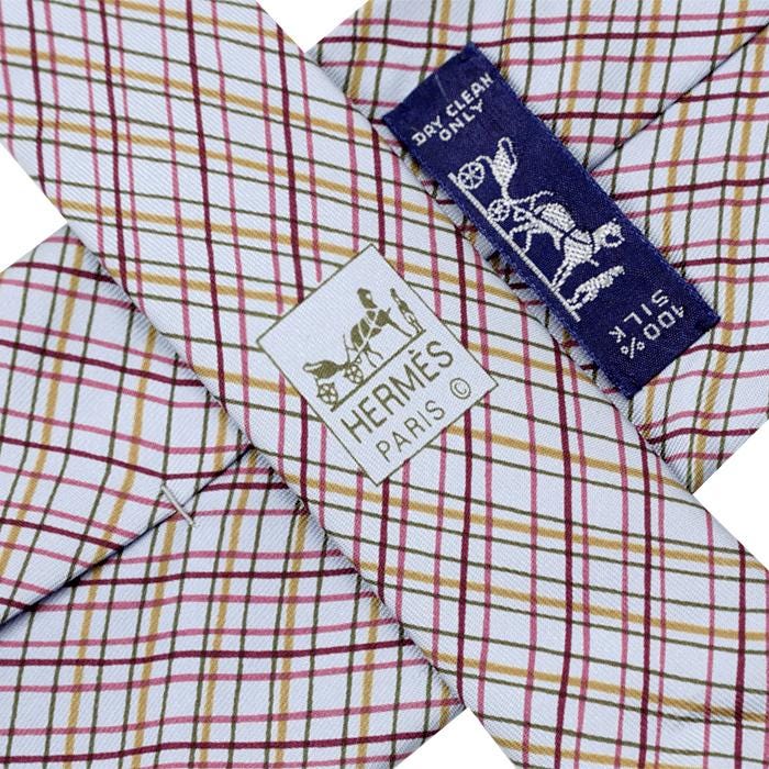 Hermes Men's Silk Tie Geometric Plaid Pattern 5046 | Necktie Cravate