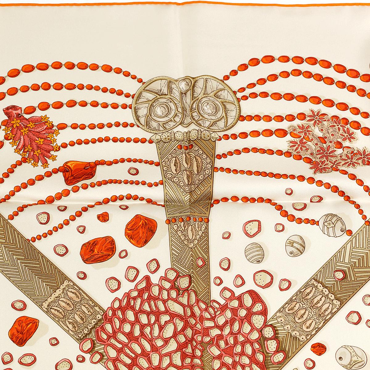 Hermes Scarf "Chemins de Corail" by Annie Faivre 90cm Silk | Carre Foulard