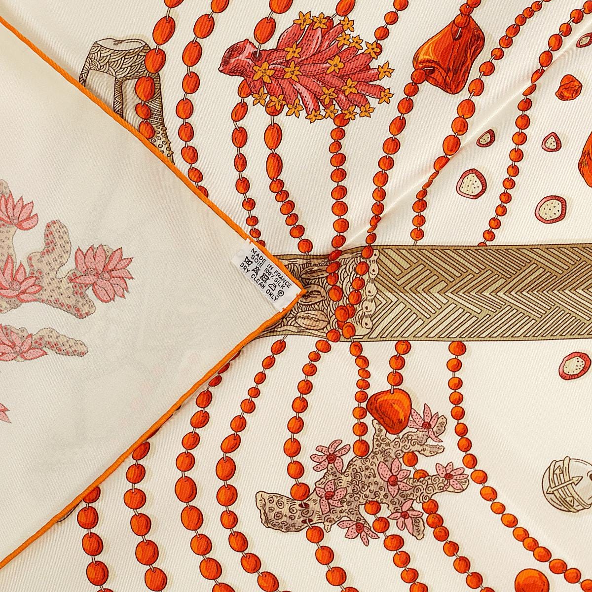 Hermes Scarf "Chemins de Corail" by Annie Faivre 90cm Silk | Carre Foulard