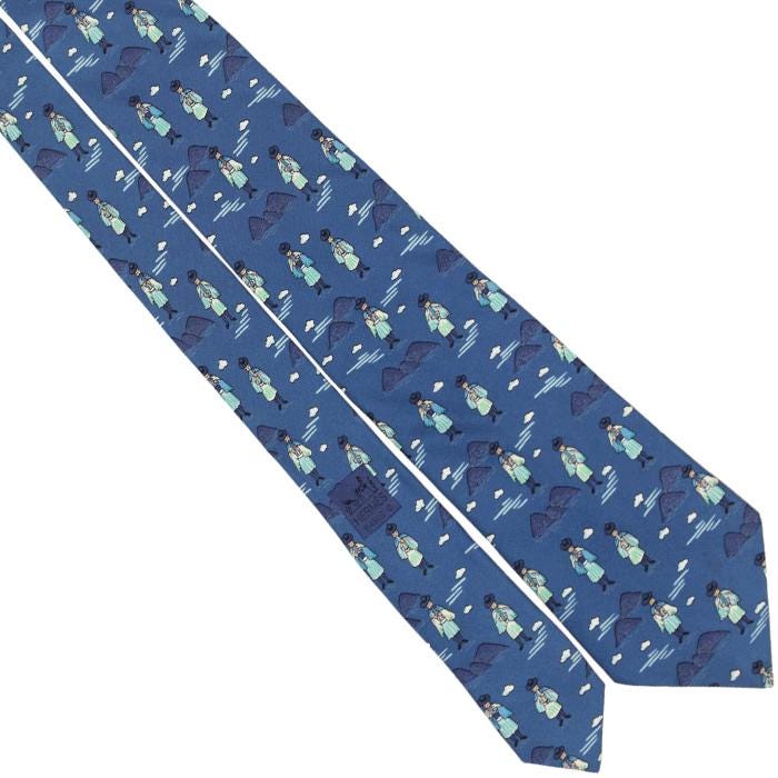 Hermes Men's Silk Tie Whimsical Flutists Pattern 7550 | Necktie Cravate