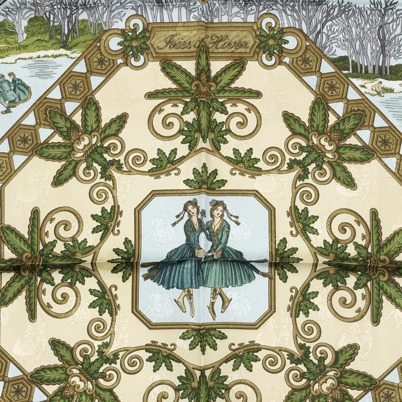 Hermes Scarf "Joies d'Hiver" by Joachim Metz 90cm Silk Jacquard | Foulard Carre