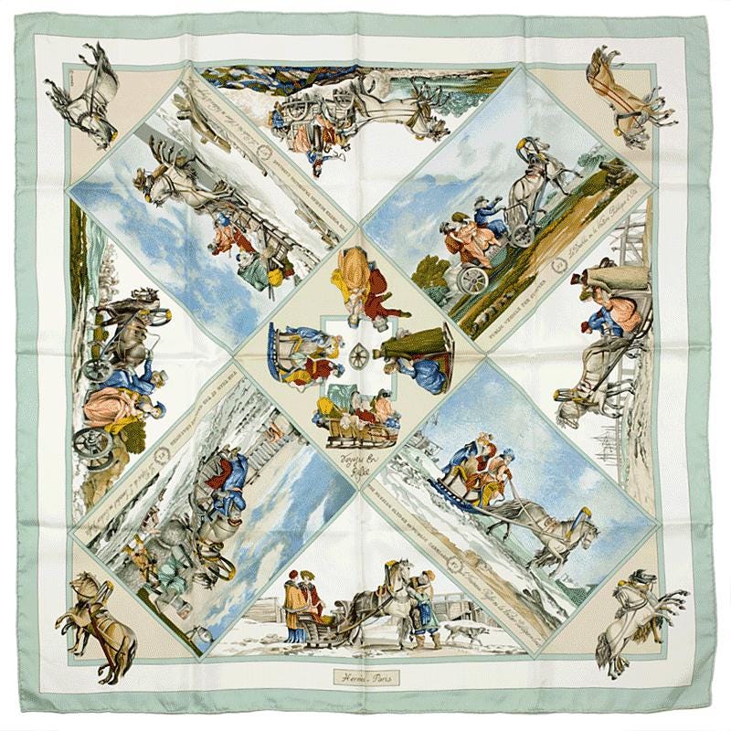 Hermes Scarf "Voyages en Russie" by Loic Dubigeon 90cm Silk | Carre Foulard
