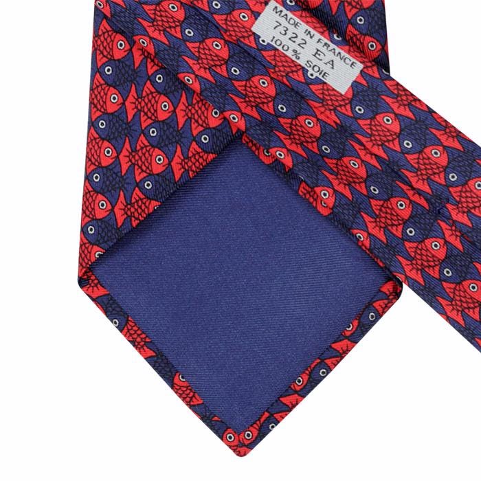 Hermes Men's Silk Tie Vintage Fish Pattern 7322 | Necktie Cravate