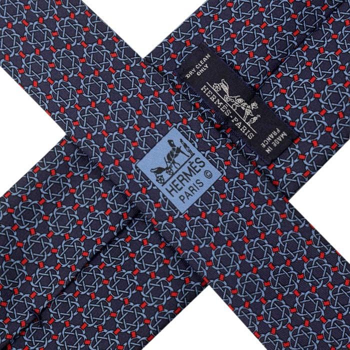 Hermes Men's Silk Tie Equestrian Geometric Pattern 605706 | Necktie Cravate