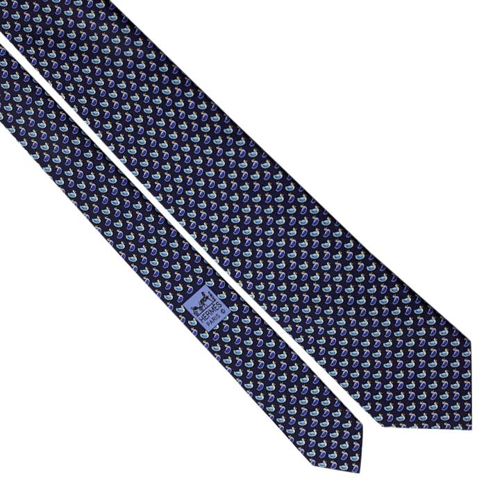 Hermes Men's Silk Tie Whimsical Ducks Pattern 605716 | Necktie Cravate
