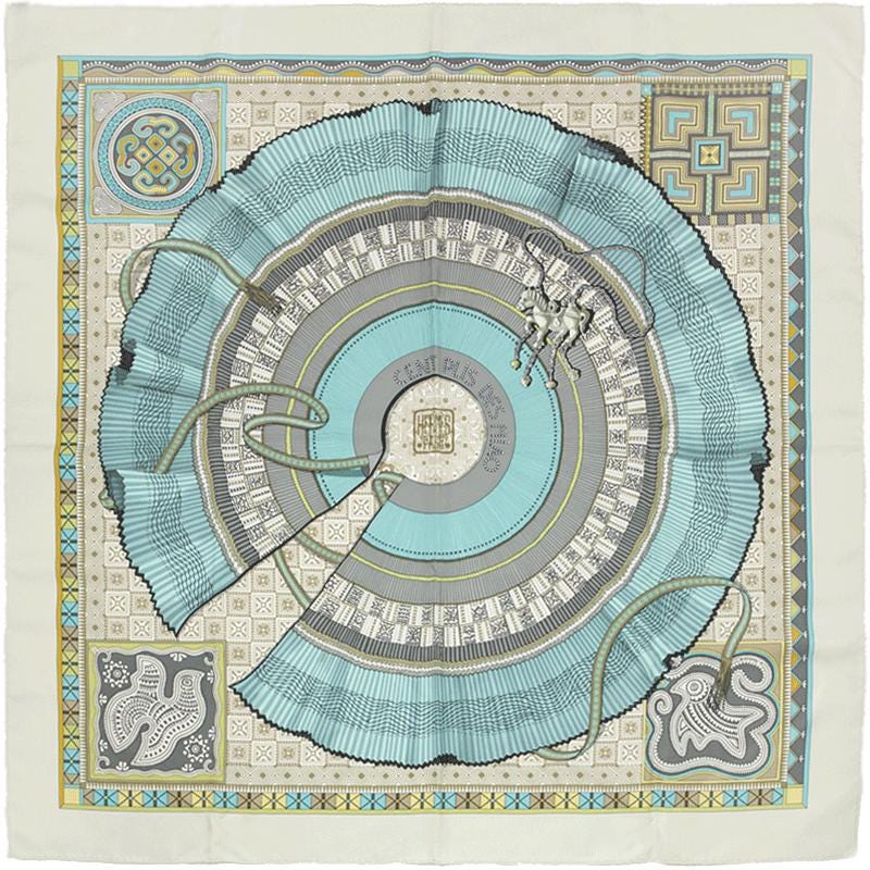 Hermes Scarf "Cent Plis des Miao" by Aline Honore 90cm Silk | Carre Foulard