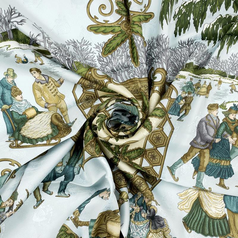 Hermes Scarf "Joies d'Hiver" by Joachim Metz 90cm Silk Jacquard | Foulard Carre