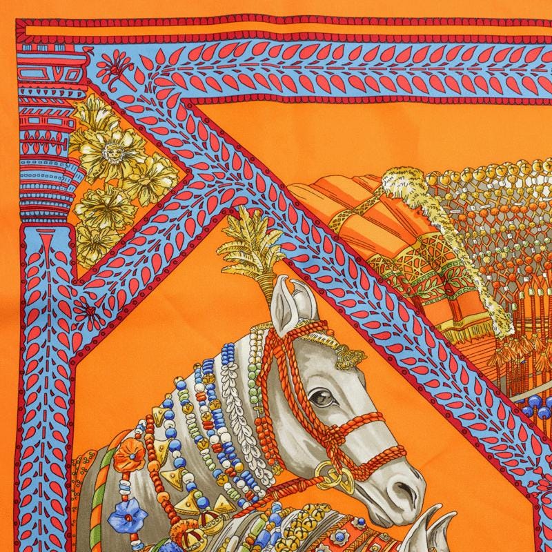 Hermes Scarf "Danse du Cheval Marwari" by Annie Faivre 90cm Silk | Carre Foulard