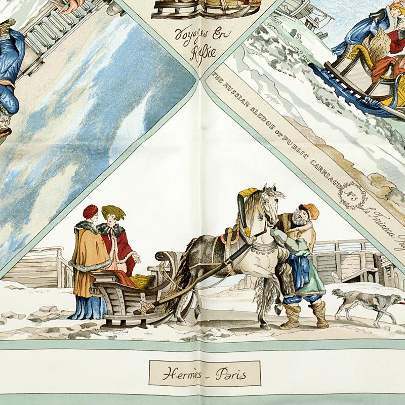 Hermes Scarf "Voyages en Russie" by Loic Dubigeon 90cm Silk | Carre Foulard