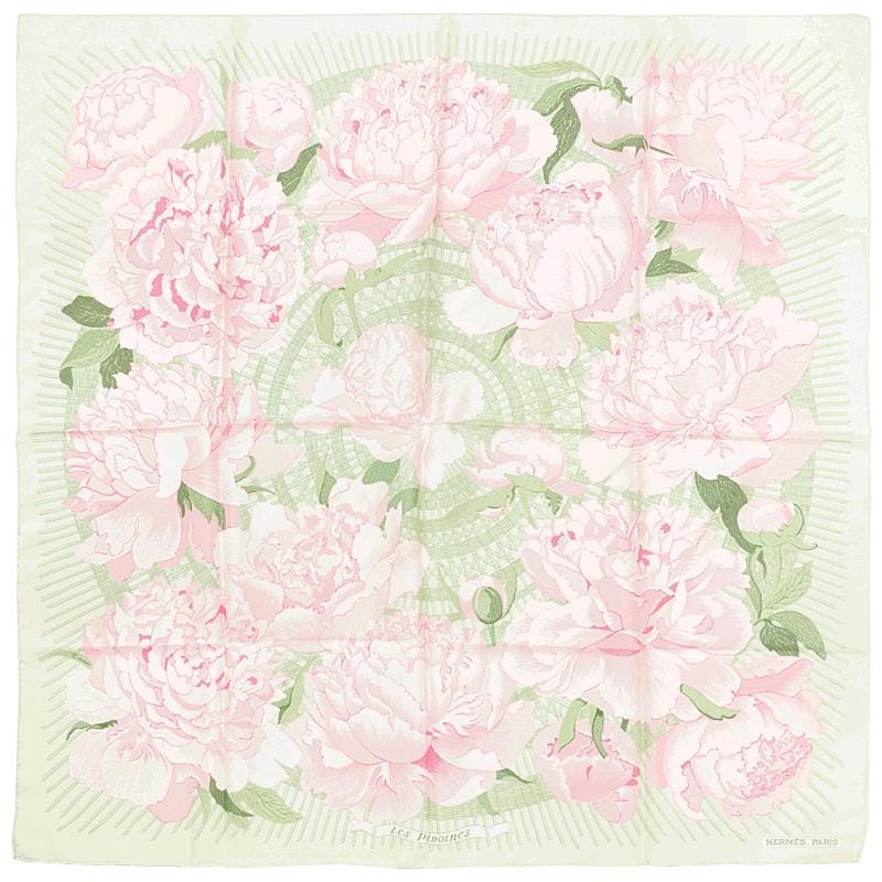 Hermes Scarf "Pivoines" by Christiane Vauzelles 90cm Silk | Carre Foulard