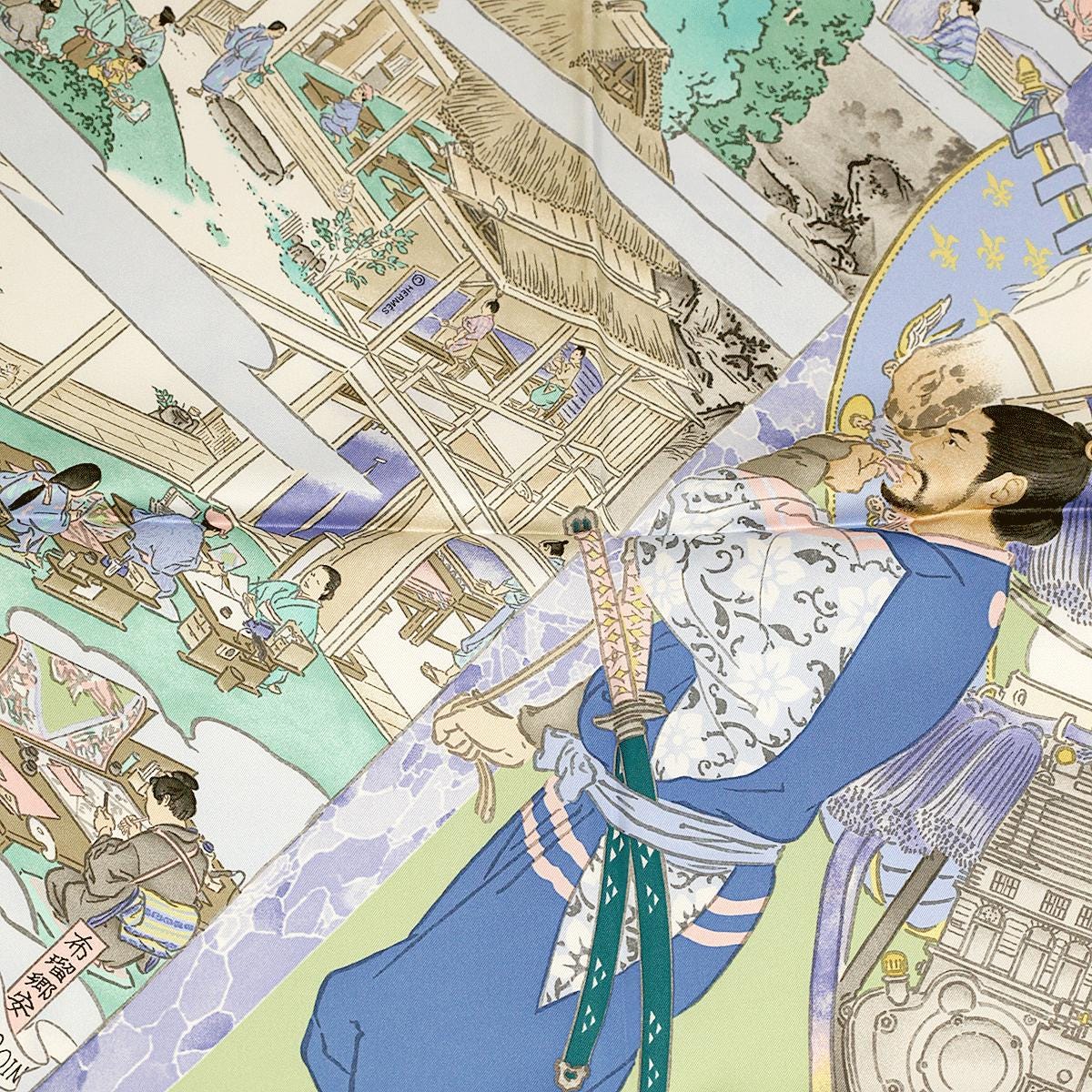 Hermes Scarf "Artisans d'Hermes" by Akira Yamaguchi 90cm Silk | Carre Foulard