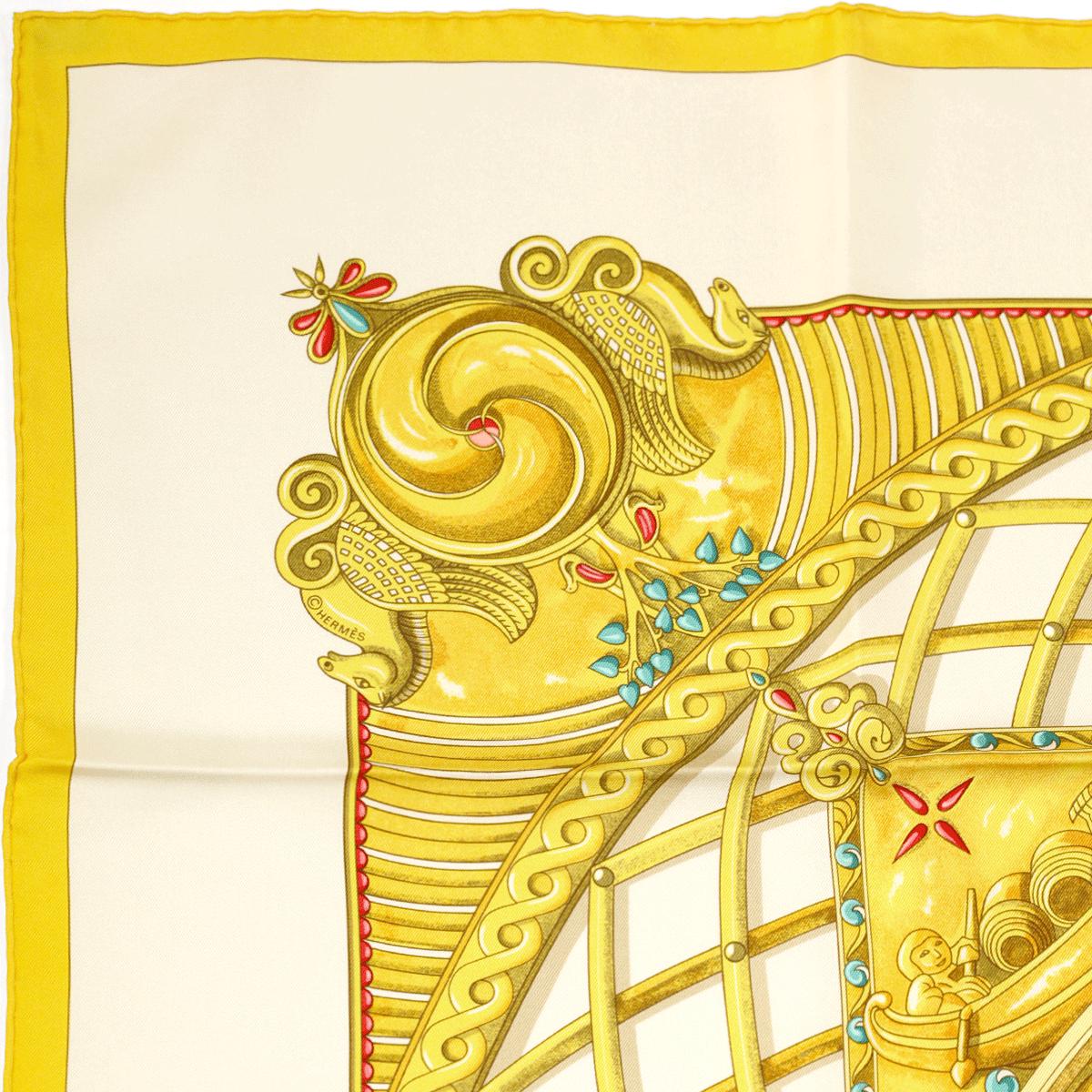 Hermes Scarf "Monnaies et Symboles des Parisii" by Zoe Pauwels 90cm Silk | Carre Foulard
