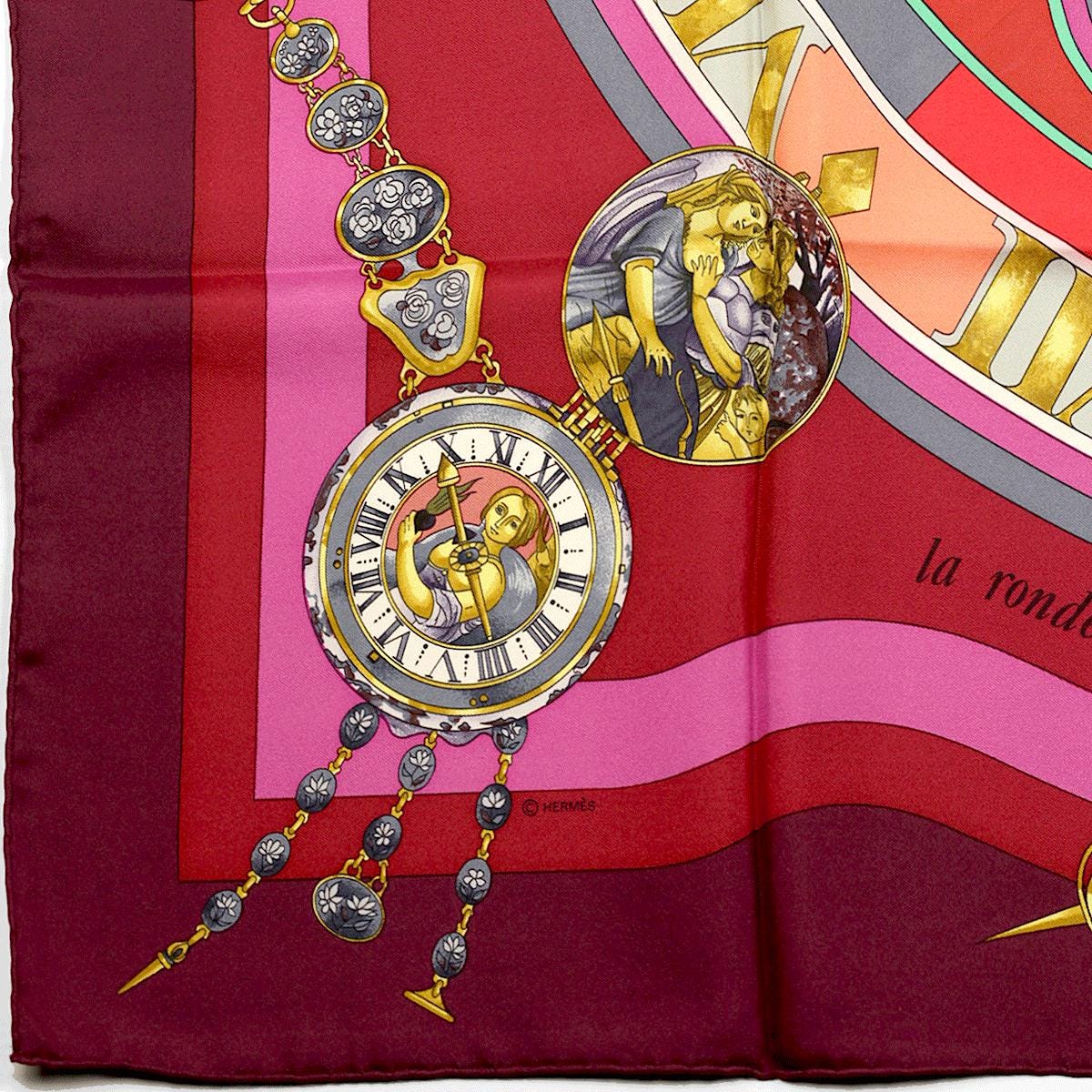Hermes Scarf "La Ronde des Heures" by Loic Dubigeon 90cm Silk | Foulard Carre
