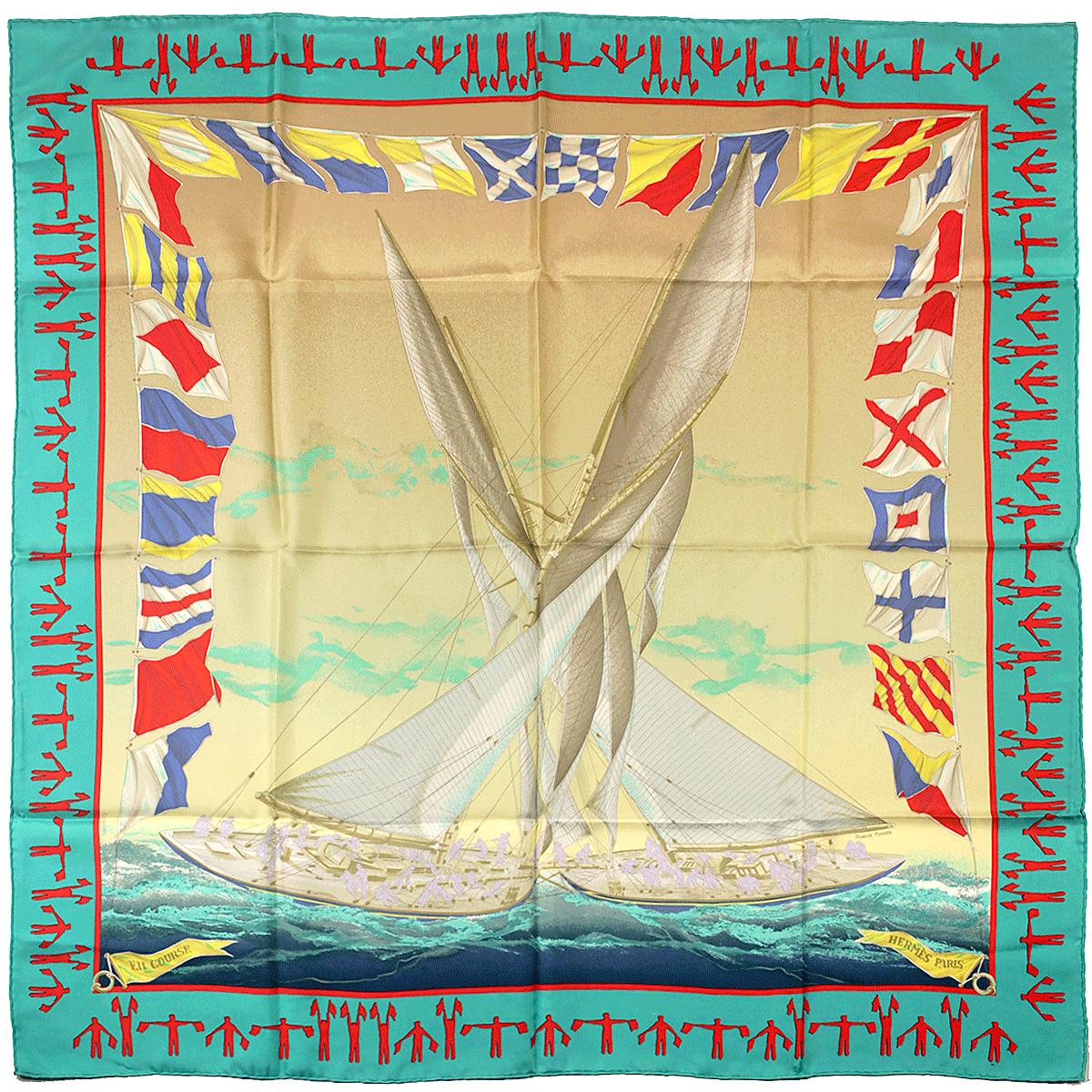 Hermes Scarf "En Course" by Yannick Manier 90cm Silk | Carre Foulard