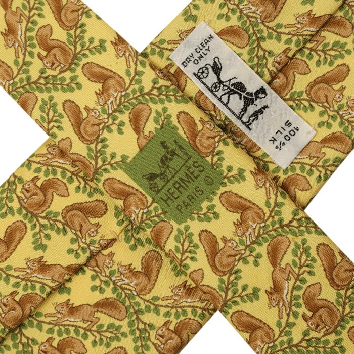 Hermes Men's Silk Tie Whimsical Squirrels Pattern 7392 | Necktie Cravate