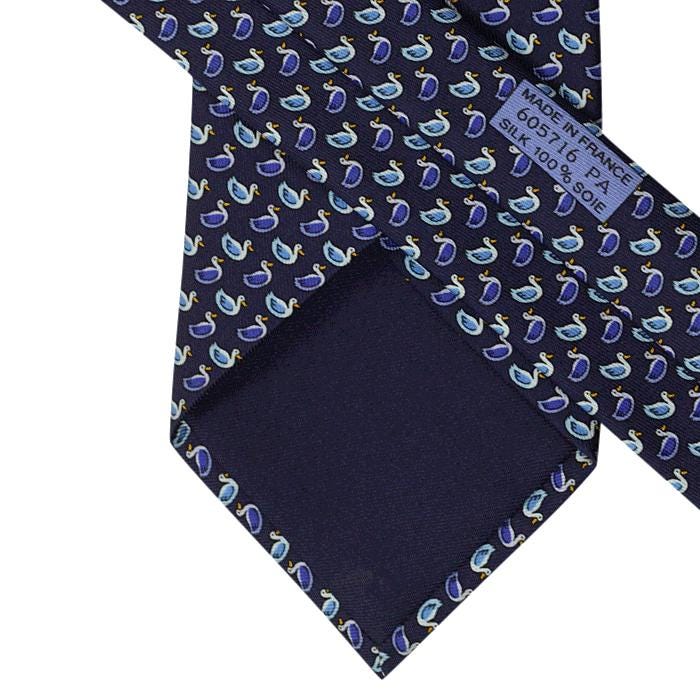 Hermes Men's Silk Tie Whimsical Ducks Pattern 605716 | Necktie Cravate