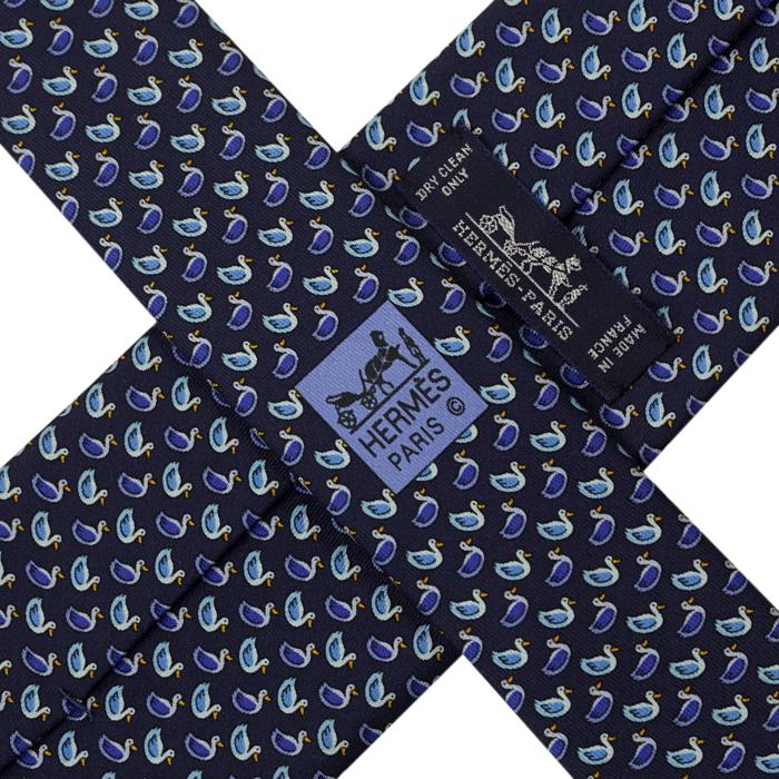 Hermes Men's Silk Tie Whimsical Ducks Pattern 605716 | Necktie Cravate