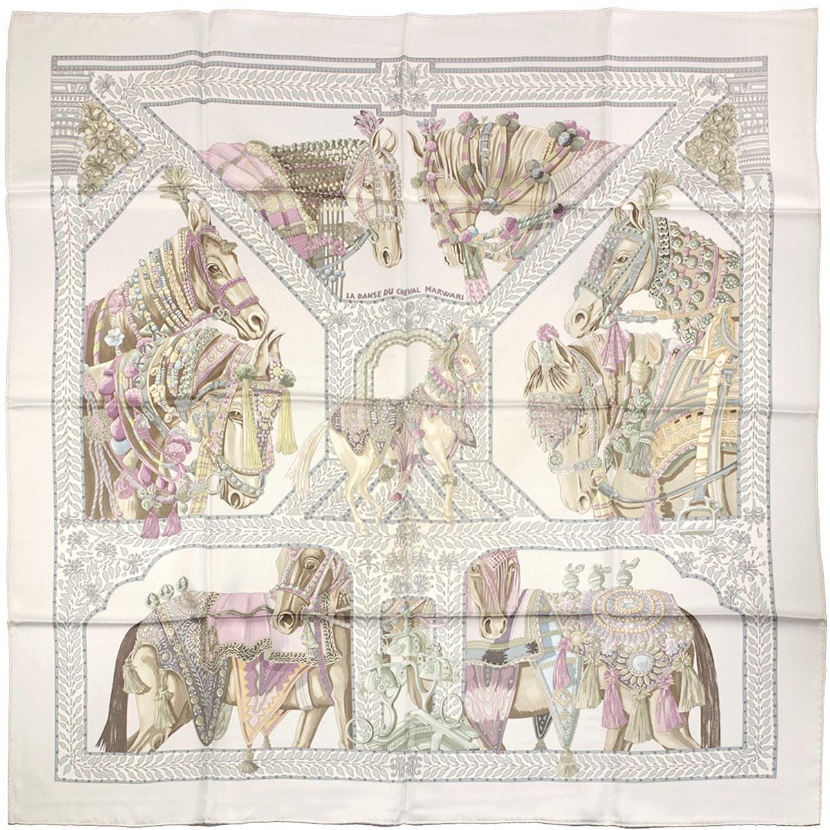 Hermes Scarf "Danse du Cheval Marwari" by Annie Faivre 90cm Silk | Carre Foulard