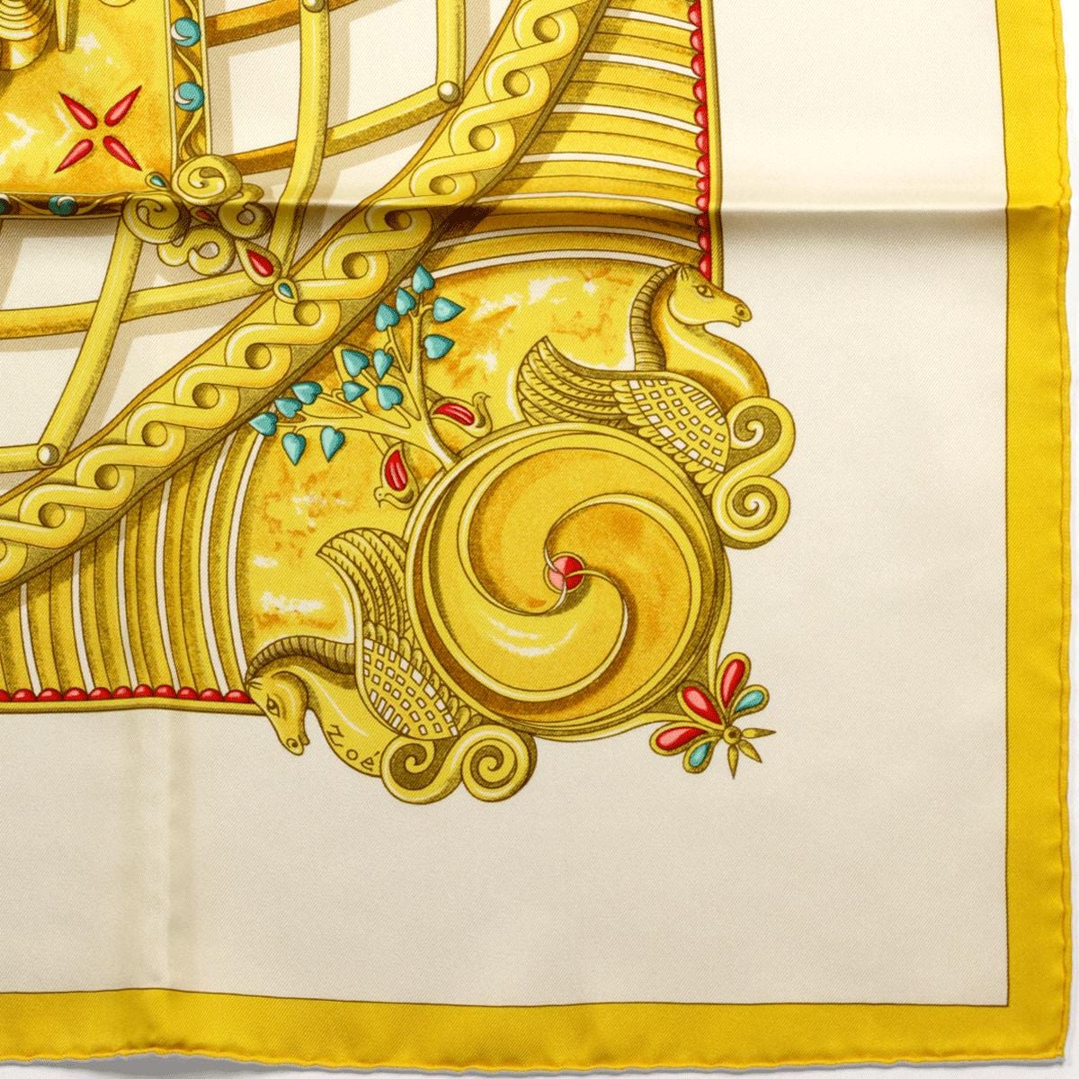 Hermes Scarf "Monnaies et Symboles des Parisii" by Zoe Pauwels 90cm Silk | Carre Foulard