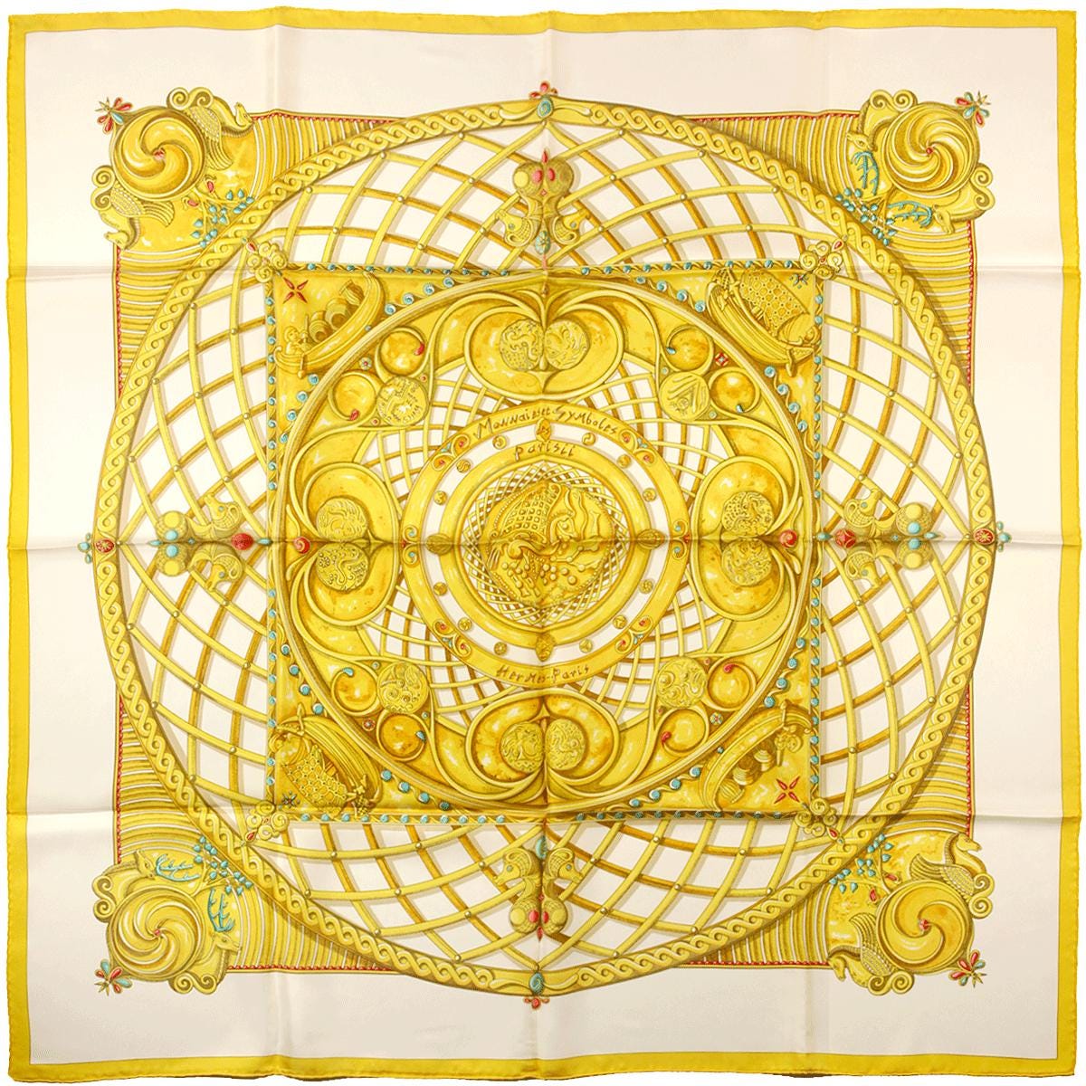 Hermes Scarf "Monnaies et Symboles des Parisii" by Zoe Pauwels 90cm Silk | Carre Foulard