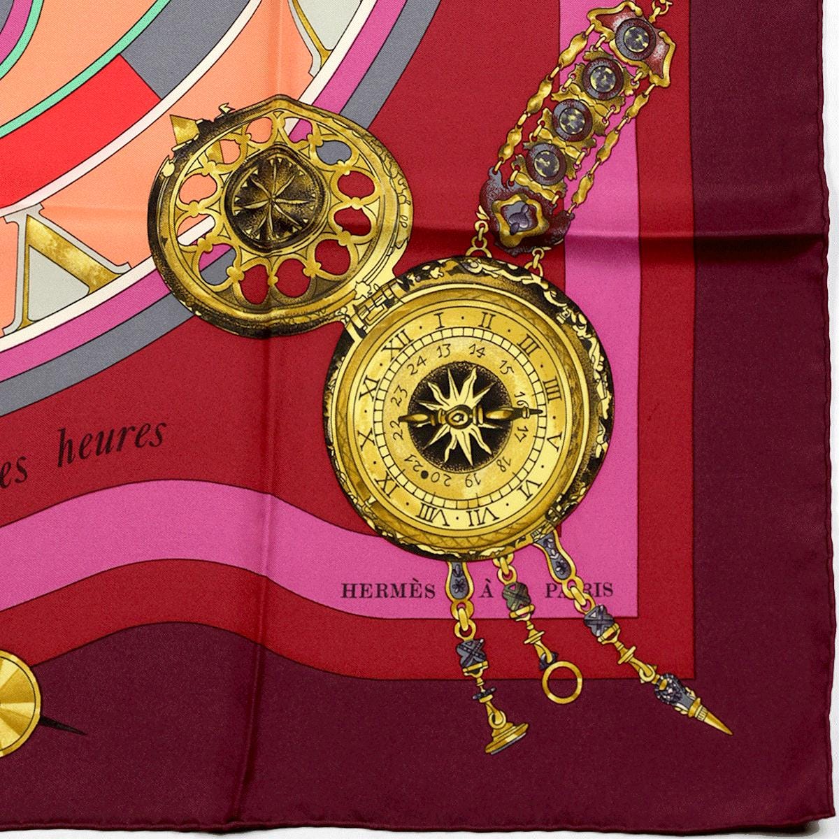 Hermes Scarf "La Ronde des Heures" by Loic Dubigeon 90cm Silk | Foulard Carre