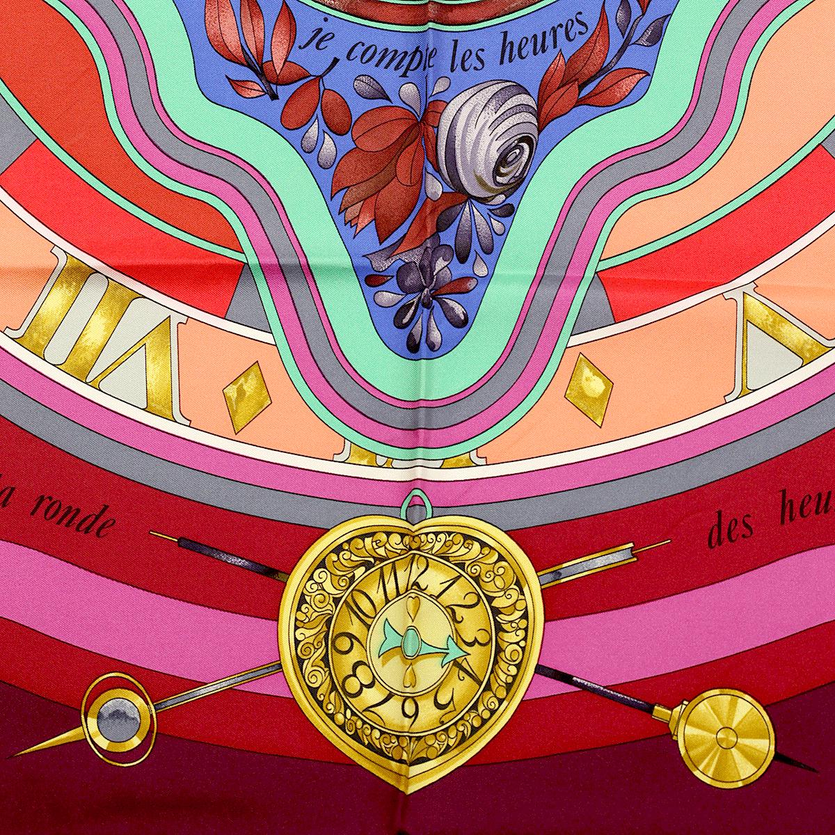 Hermes Scarf "La Ronde des Heures" by Loic Dubigeon 90cm Silk | Foulard Carre