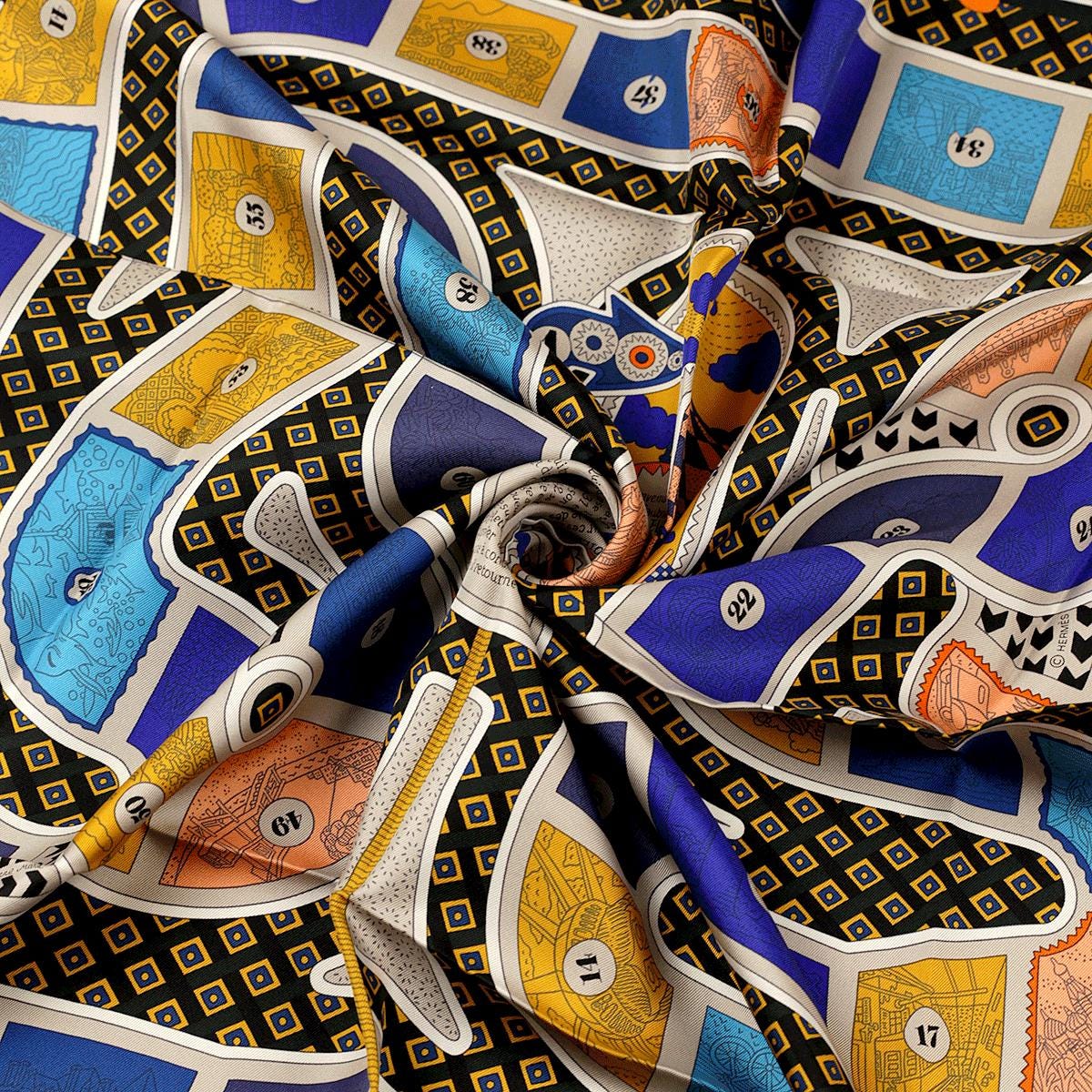 Hermes Scarf "Le Tour du Monde en 63 Cases" by Pierre Marie 90cm Silk | Carre Foulard
