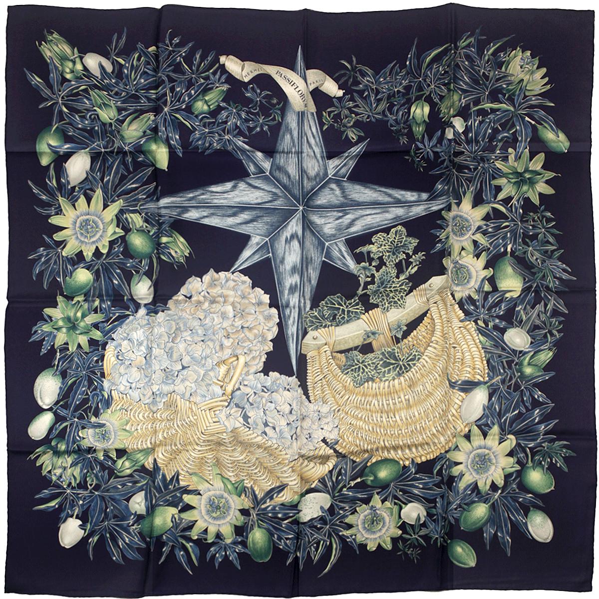 Hermes Scarf "Passiflores" by Valerie Dawlat Dumoulin Vintage 90cm Silk | Carre Foulard