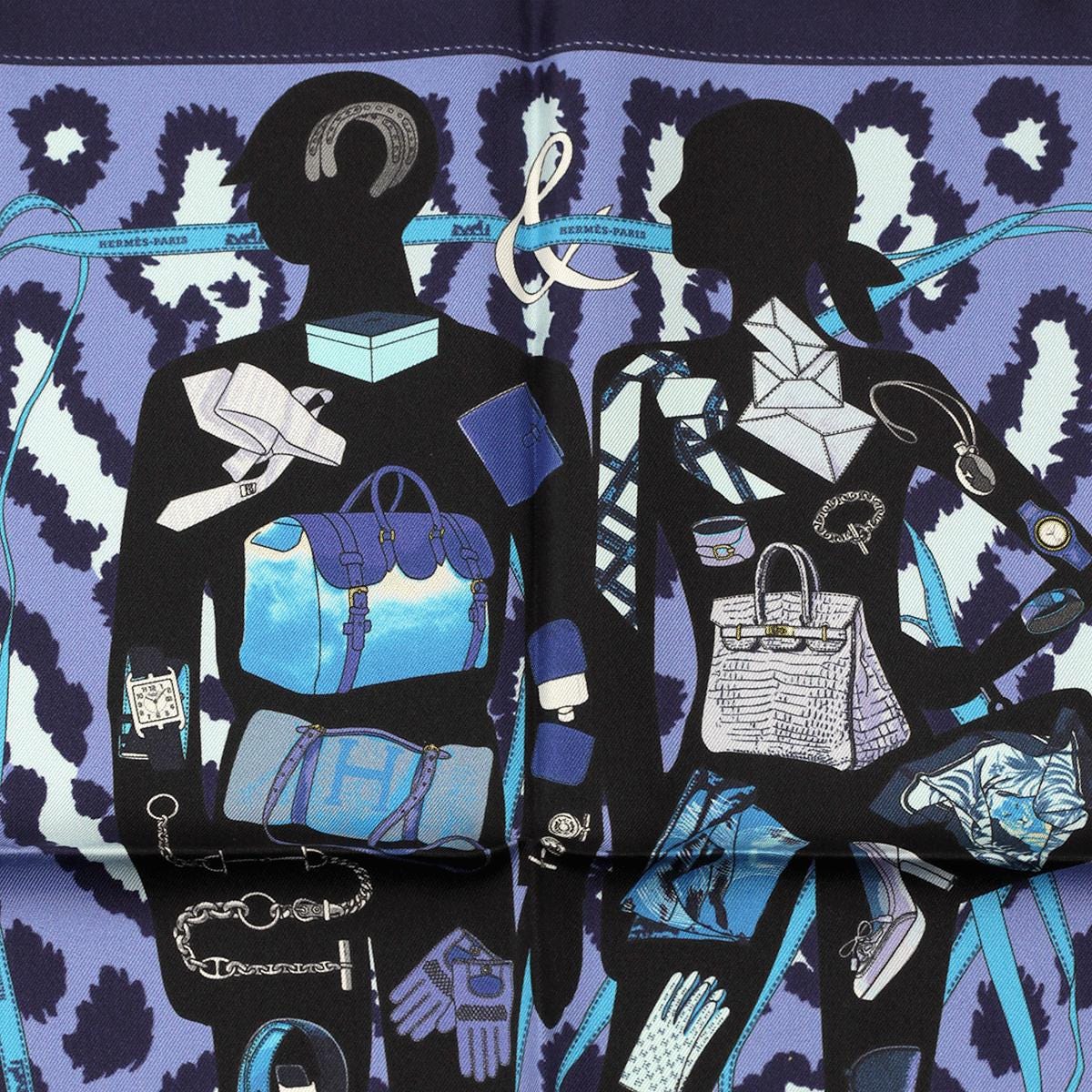 Hermes Scarf 45cm "Monsieur et Madame" by Bali Barret Silk Gavroche