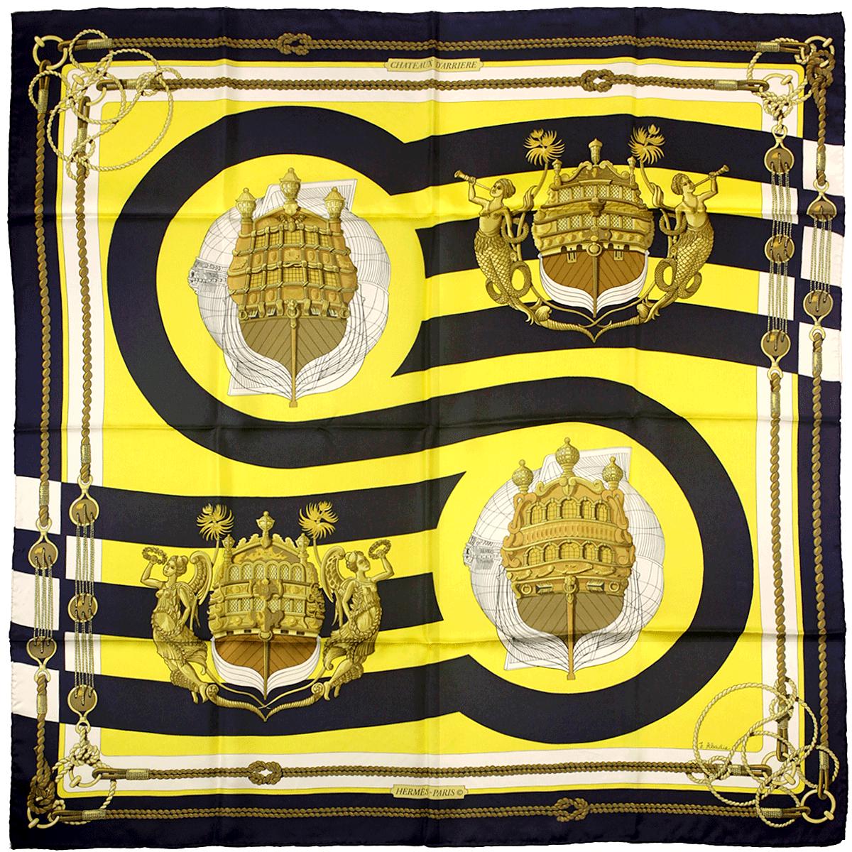 Hermes Scarf "Chateaux d'Arriere" by Julia Abadie 90cm Silk | Foulard Carre