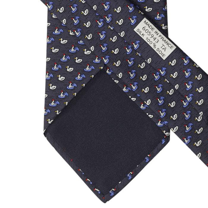 Hermes Men's Silk Tie Whimsical Pool Horses and Ducks Pattern 605943 | Necktie Cravate