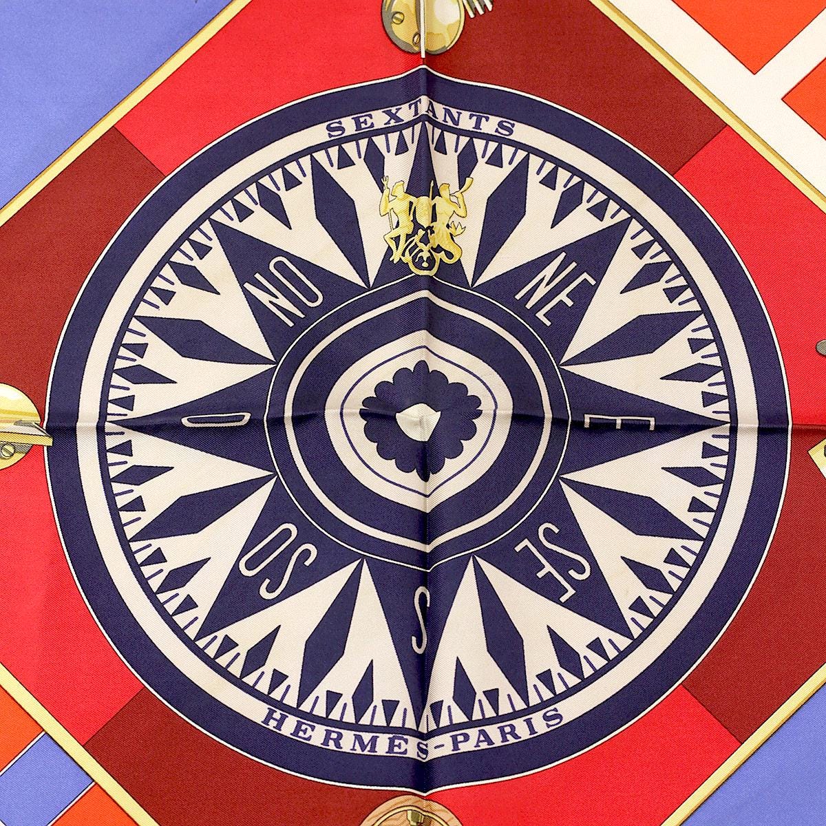 Hermes Scarf "Sextants" by Loic Dubigeon 90cm Silk | Carre Foulard