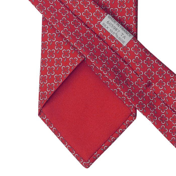 Hermes Men's Silk Tie Clovers Pattern 605987 | Necktie Cravate
