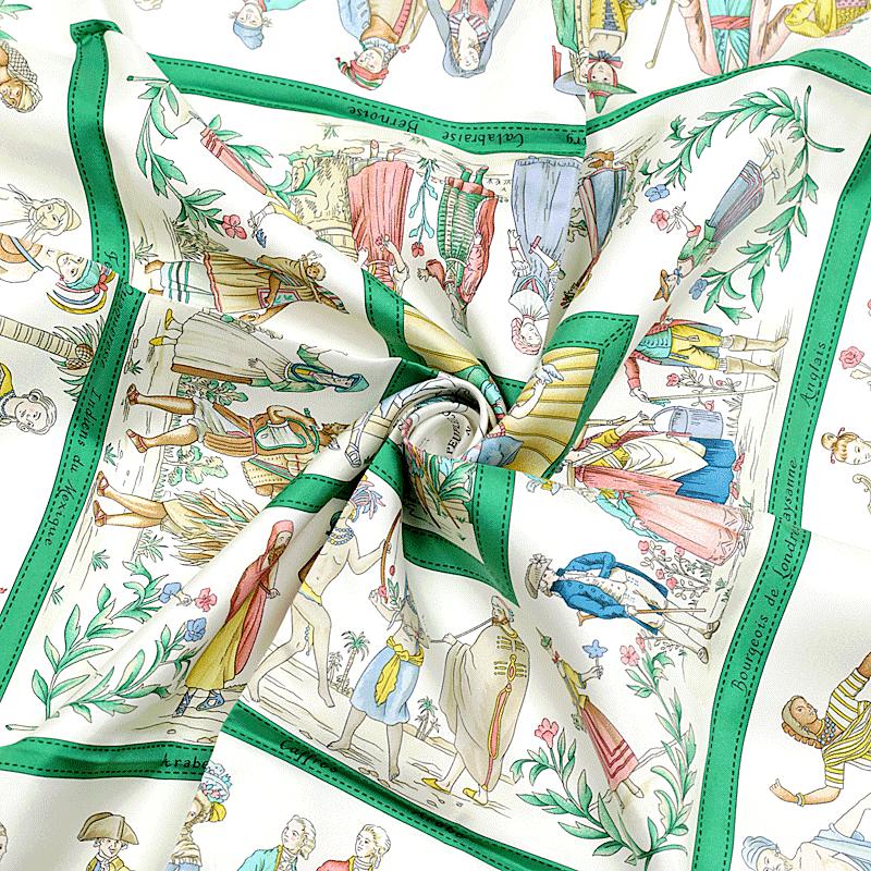 Hermes Scarf "Costumes Civils Actuels" by Françoise De La Perriere 90cm Silk | Carre Foulard