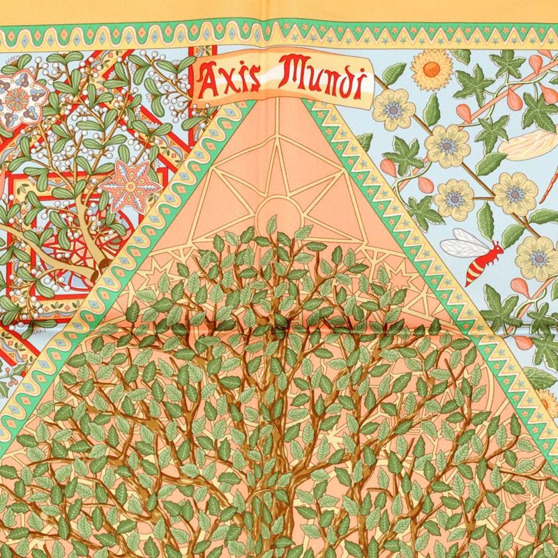 Hermes Scarf "Axis Mundi" by Christine Henry Vintage 90cm Silk | Foulard Carre