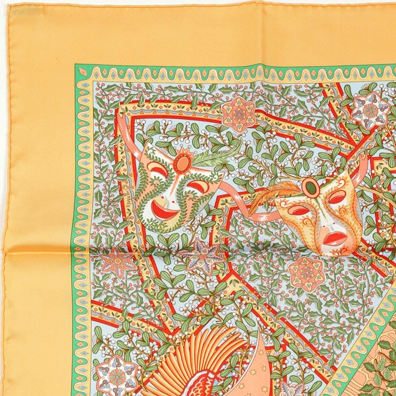 Hermes Scarf "Axis Mundi" by Christine Henry Vintage 90cm Silk | Foulard Carre