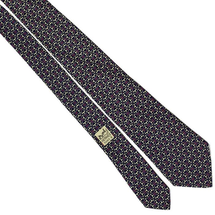Hermes Men's Silk Tie Equestrian Geometric Pattern 7058 | Necktie Cravate
