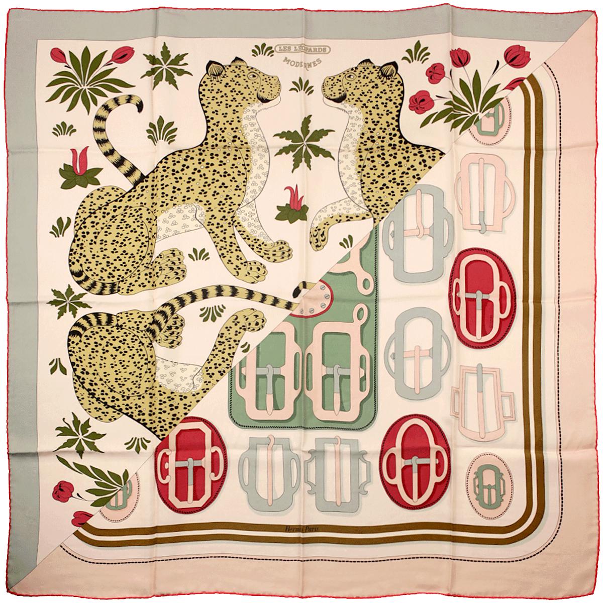 Hermes Scarf "Les Leopards Modernes" by Christiane Vauzelles and Françoise De La Perriere 90cm Silk Wash Scarf | Carre Foulard